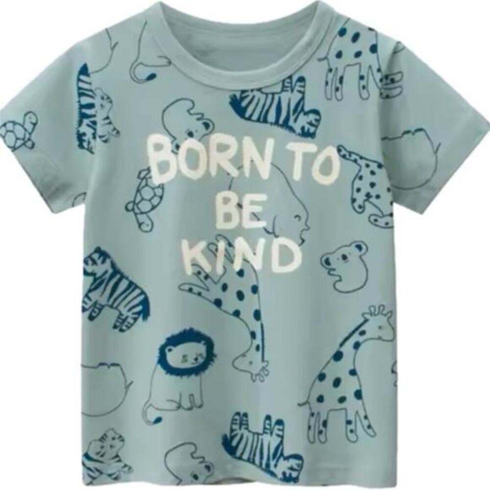 New Short Sleeve Tee with Animal Print “Born to be Kind” size 4